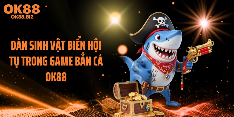Dàn sinh vật biển hội tụ trong game bắn cá OK88